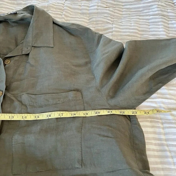 Pietro Brunelli Oversized Linen Blend Button Up Shirt Olive Green Sz S Lagenlook - Picture 6 of 12